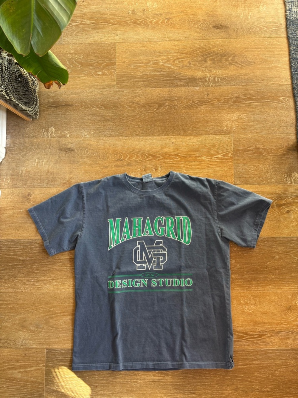 Men's blue Graphic Tee - Green Logo